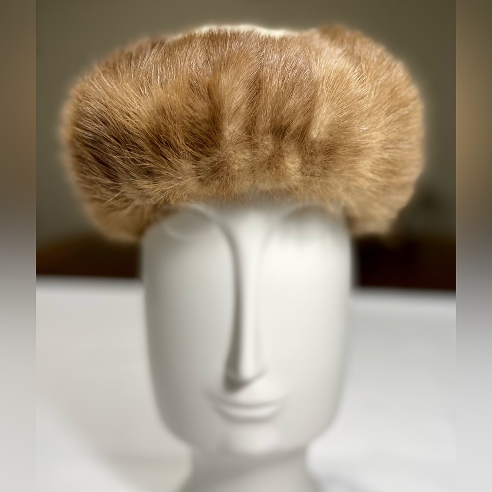 HAT Christine Original 1950s Mink Hat Vintage Headband Style Light brown Mink - Picture 3 of 12